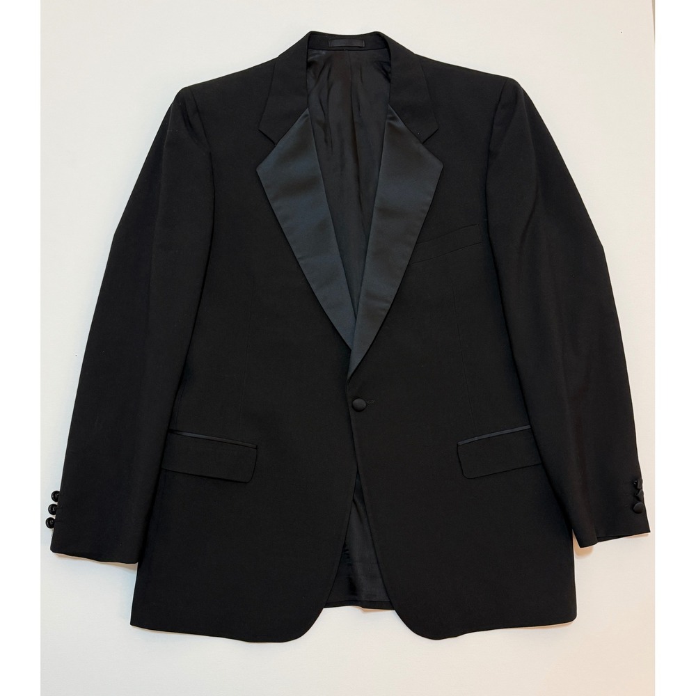 Givenchy Monsieur Vintage Black Wool Tuxedo Jacket Peak Lapel Union Made USA